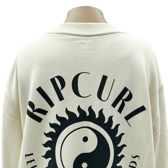 Ripcurl Run Swim Leisure Fleece Sweatshirt Long Sleeve Oversized Off White S NWT - Picture 16 of 16